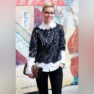Joie Black Lace Elvia Blouse S/M
